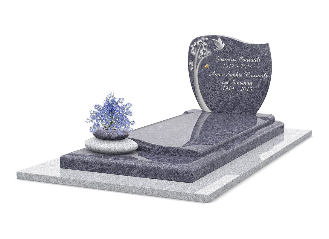 Pierre tombale en granit vizag blue